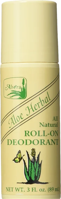 Alvera Aloe Herbal roll-on deodorant bottle, 3 fl oz