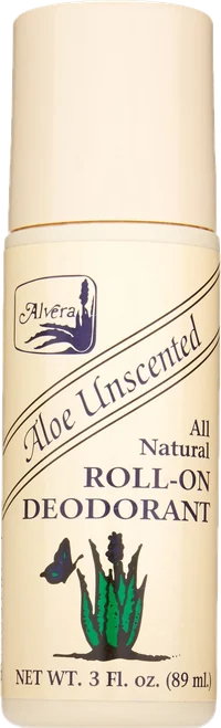 Alvera Aloe Unscented roll-on deodorant bottle, 3 fl oz